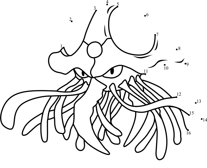 Pokemon-Tentacruel-Dot-To-Dot printable dot to dot worksheet