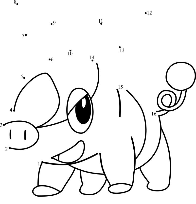 Pokemon-Tepig-Dot-To-Dot printable dot to dot worksheet