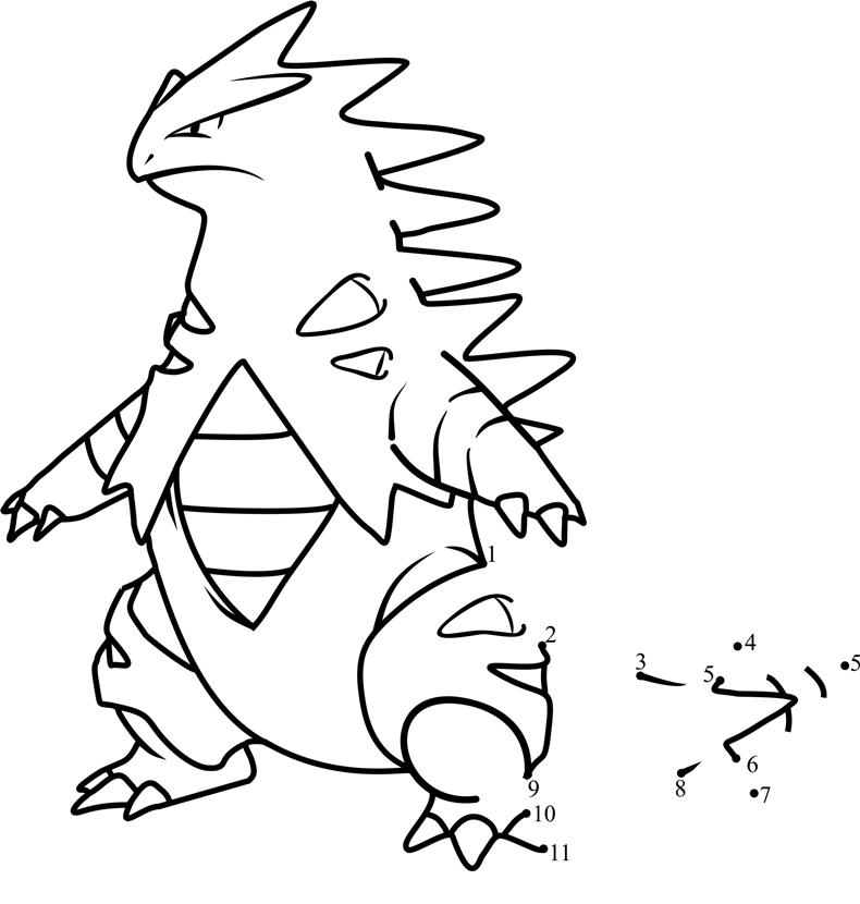 Pokemon-Tyranitar-Dot-To-Dot printable dot to dot worksheet