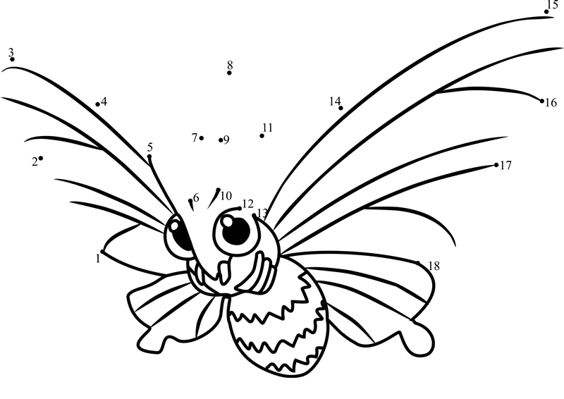 Pokemon-Venomoth-Dot-To-Dot printable dot to dot worksheet