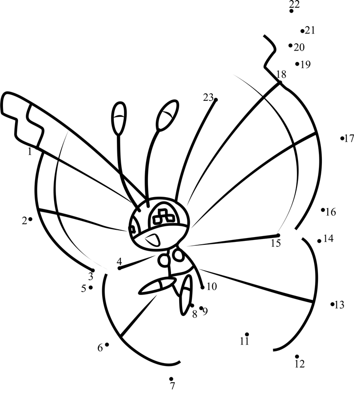 Pokemon-Vivillon-Dot-To-Dot printable dot to dot worksheet