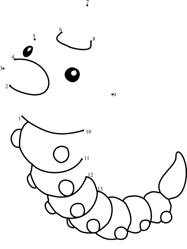 Pokemon-Weedle-Dot-To-Dot printable dot to dot worksheet