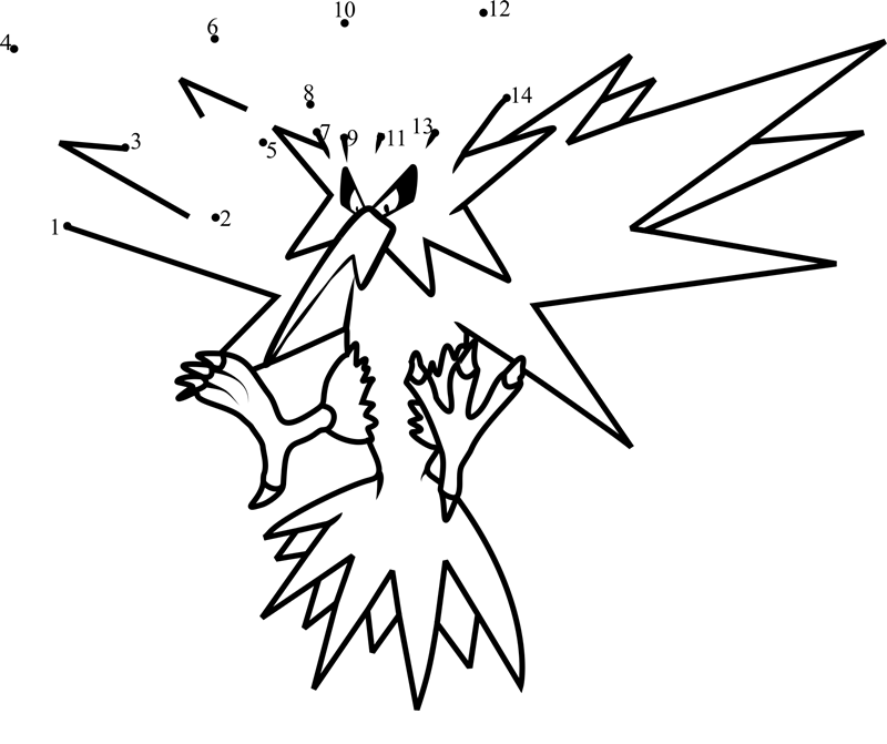 Pokemon-Zapdos-Dot-To-Dot dot to dot worksheets