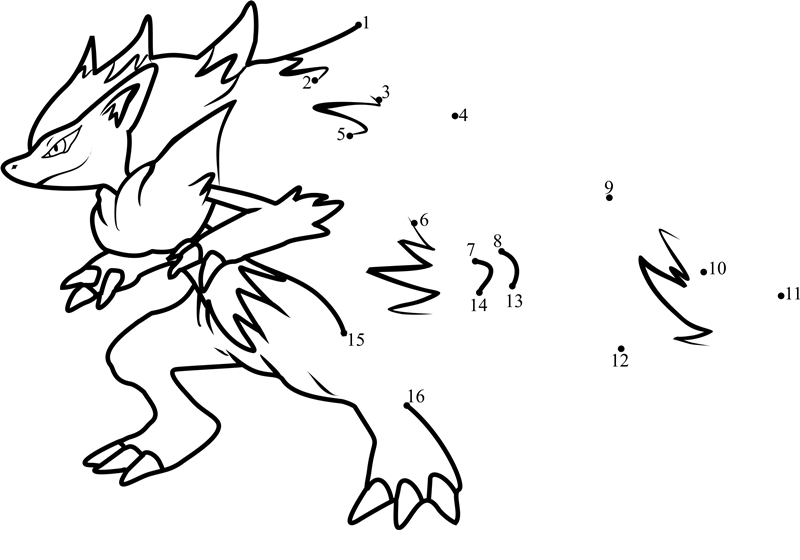 Pokemon-Zoroark-Dot-To-Dot printable dot to dot worksheet