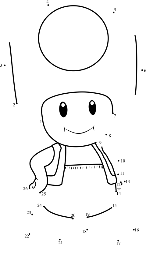 Toad-From-Super-Mario-Dot-To-Dot dot to dot worksheets