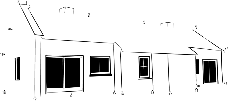 Cottages Rear Large printable dot to dot worksheet