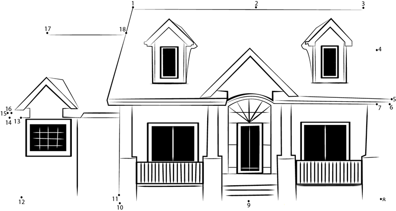 Eco Cottage printable dot to dot worksheet