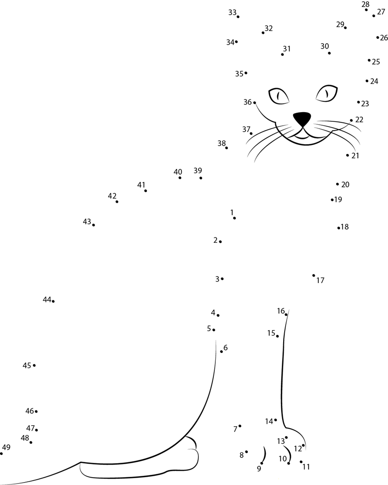 Abyssinian Cat dot to dot worksheets