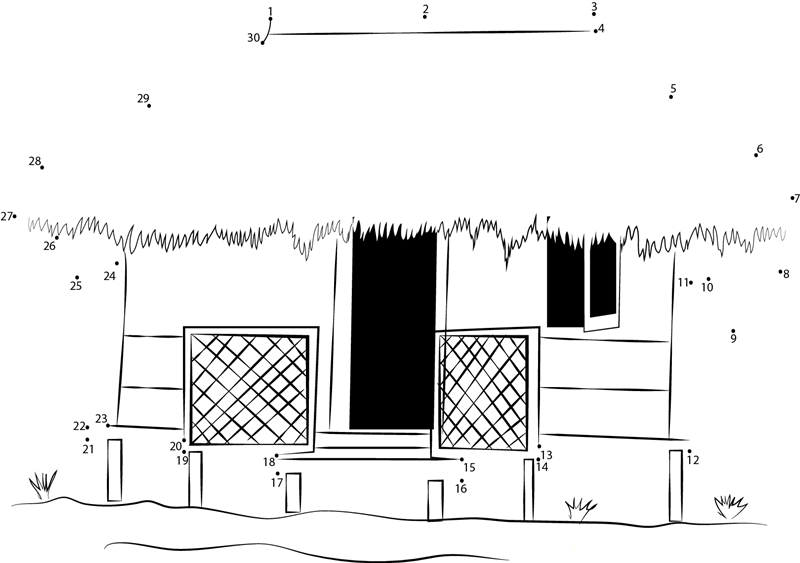 Srimongol Eco Cottage printable dot to dot worksheet