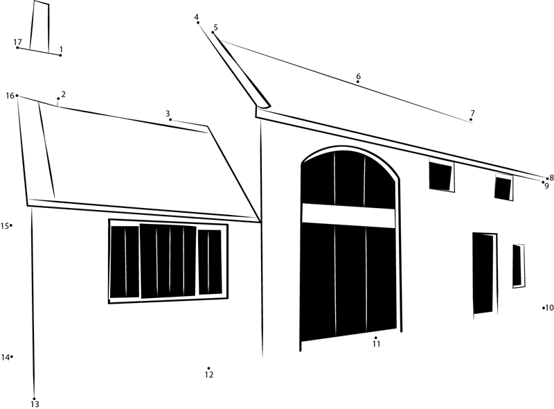 Top Cottage printable dot to dot worksheet