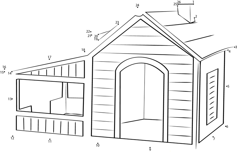 Air Conditioned Dog House printable dot to dot worksheet