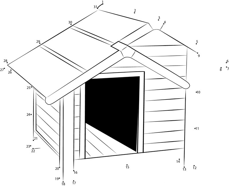 Big Dog House printable dot to dot worksheet