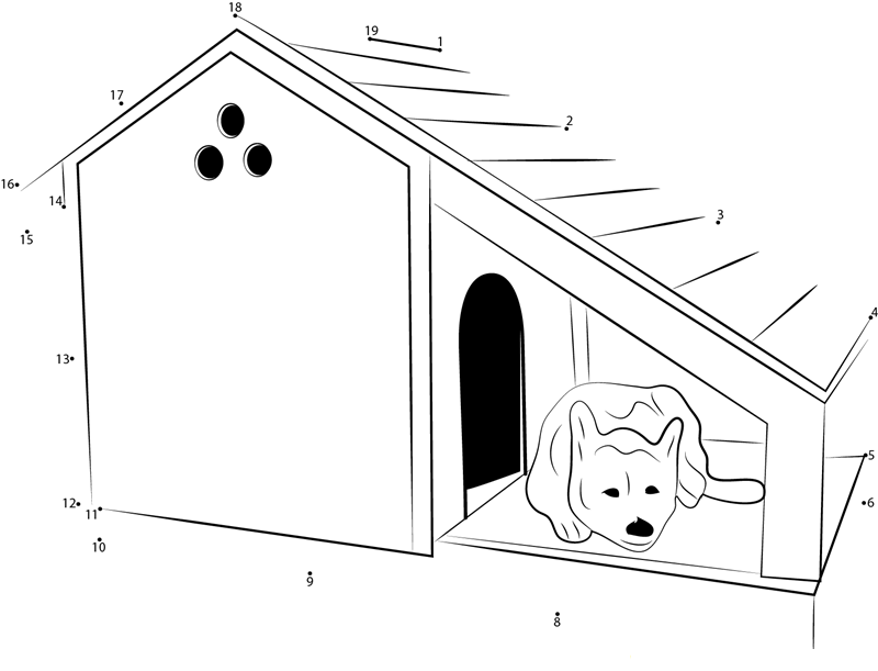 Bunk Dog House printable dot to dot worksheet