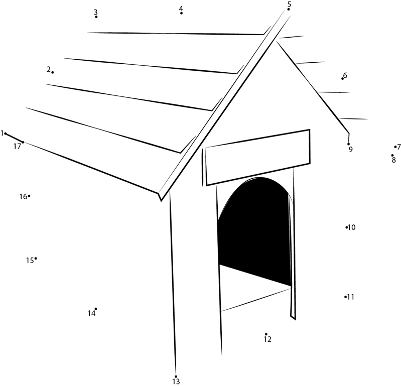 Cool Dog House printable dot to dot worksheet