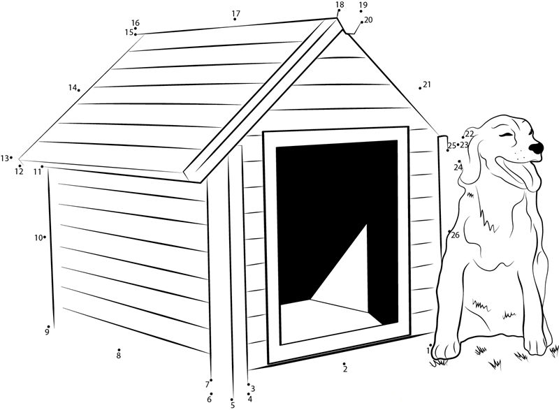 Diy Heated Dog House printable dot to dot worksheet