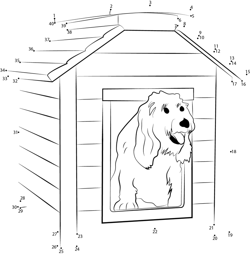 Dog House printable dot to dot worksheet