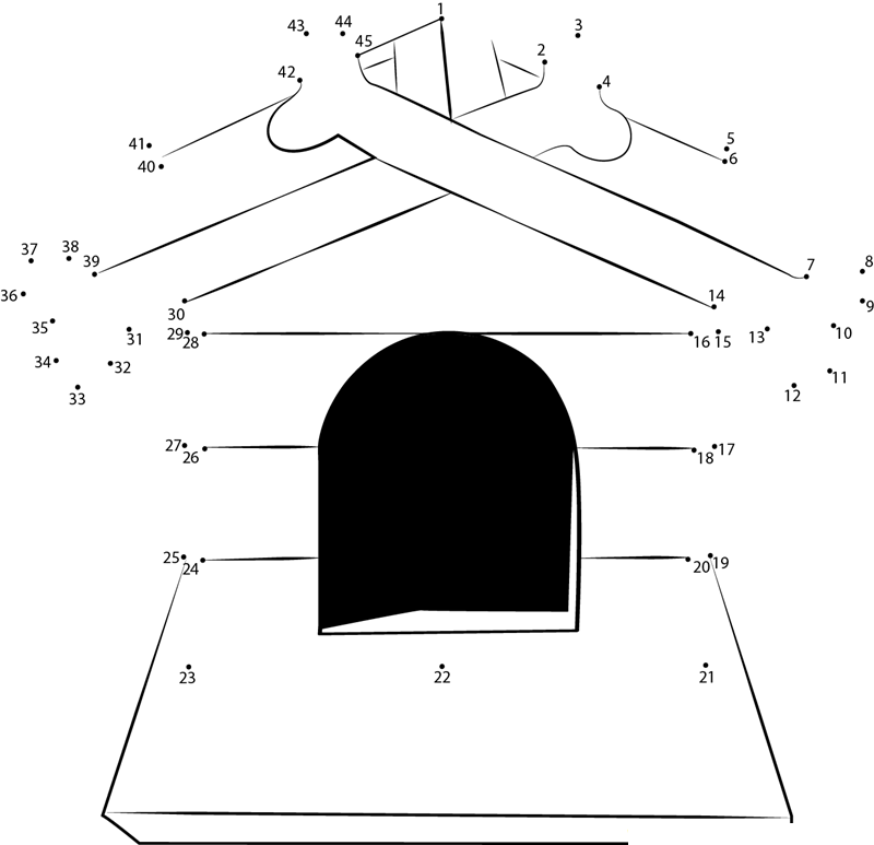 Dog House Decoration With Bones printable dot to dot worksheet