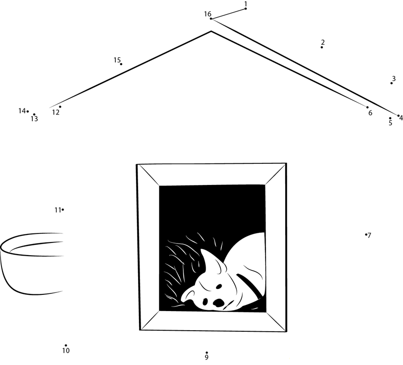 Duplex Dog House printable dot to dot worksheet