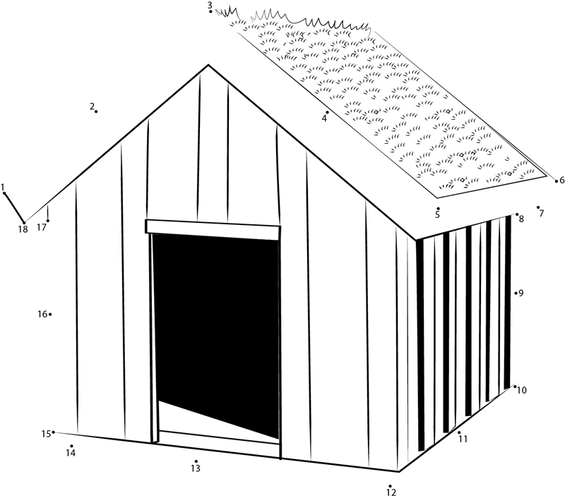 Green Dog House printable dot to dot worksheet