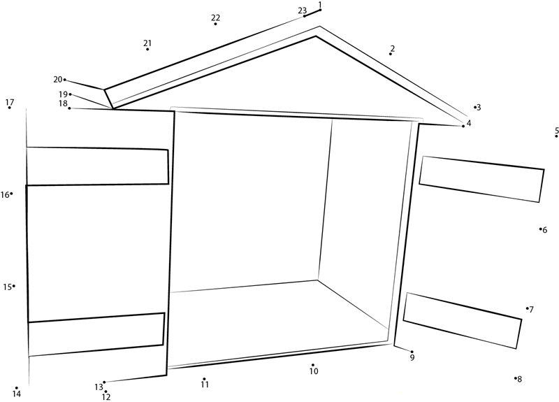 Heated Dog House printable dot to dot worksheet