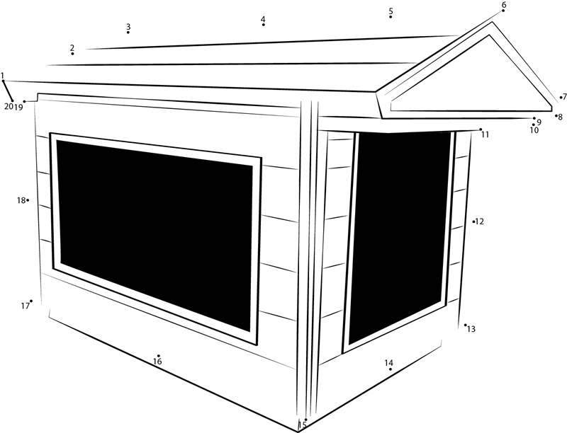 Indoor Dog House printable dot to dot worksheet