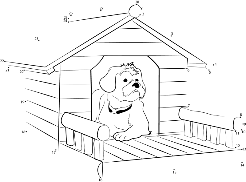 Insulated Dog House printable dot to dot worksheet