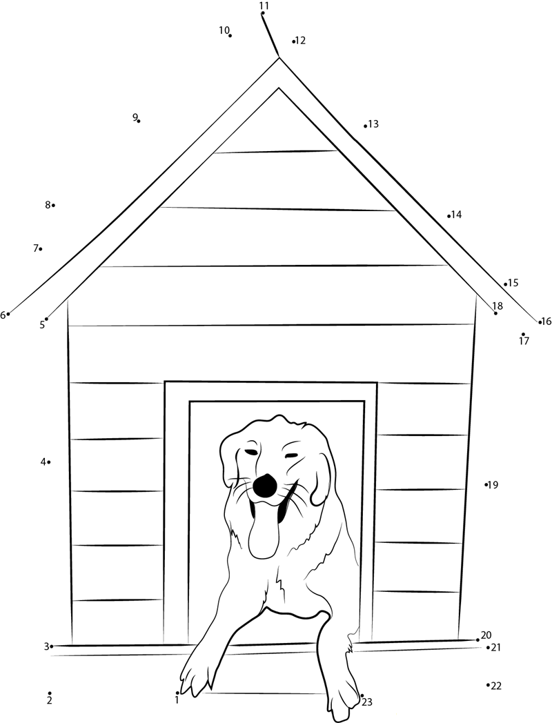 Jazzy In The Dog House printable dot to dot worksheet