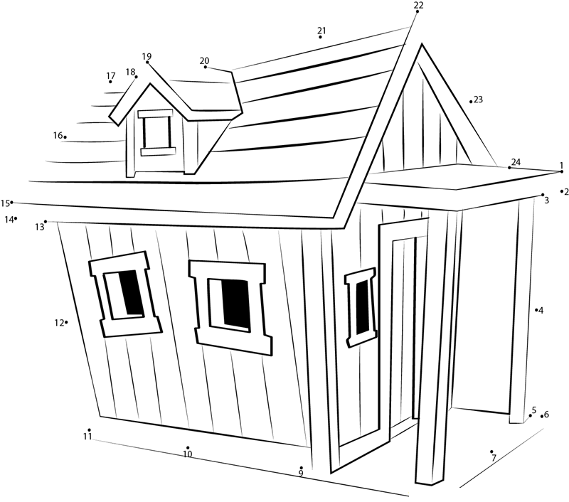 Lovely Dog House printable dot to dot worksheet