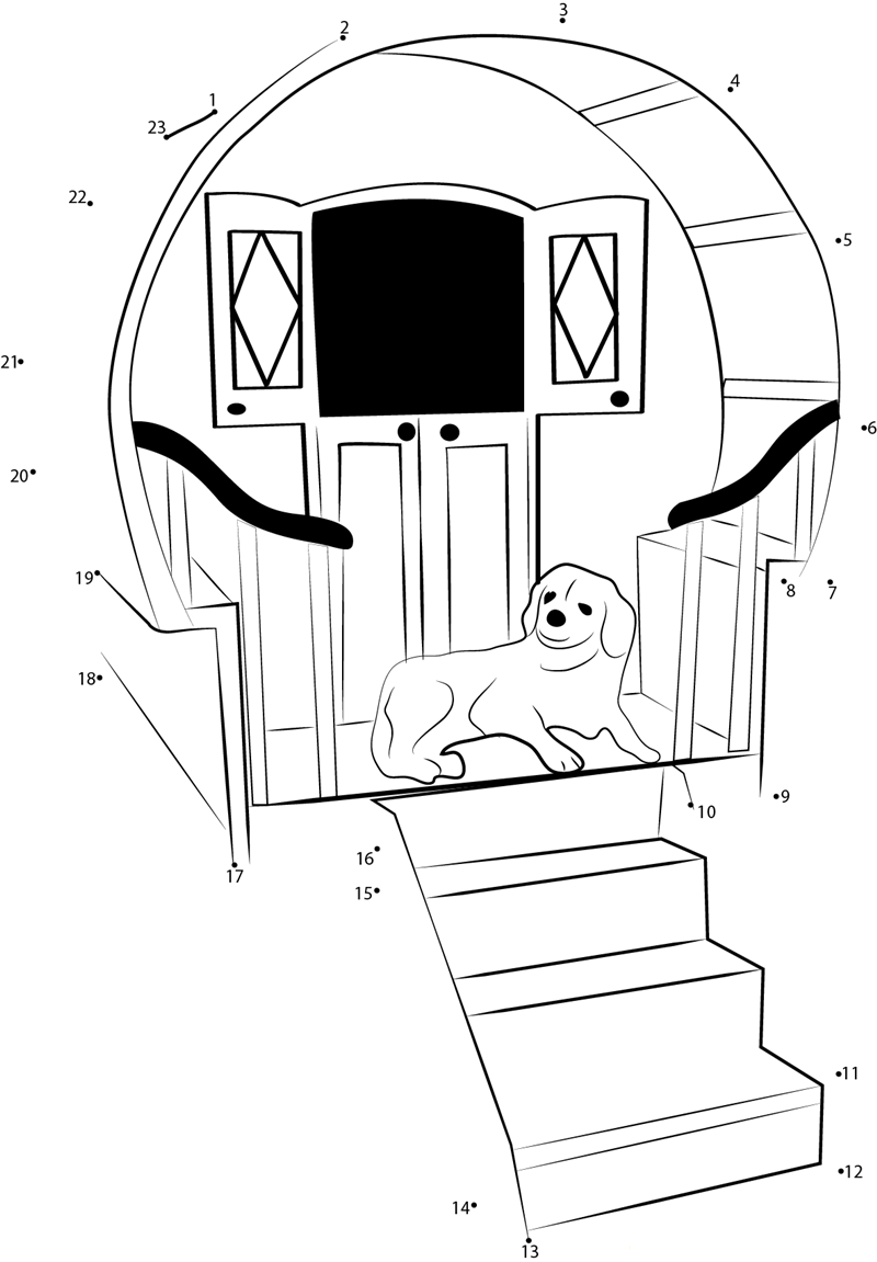 Luxurious Dog House printable dot to dot worksheet