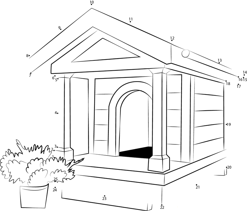 Miniature Dog House printable dot to dot worksheet