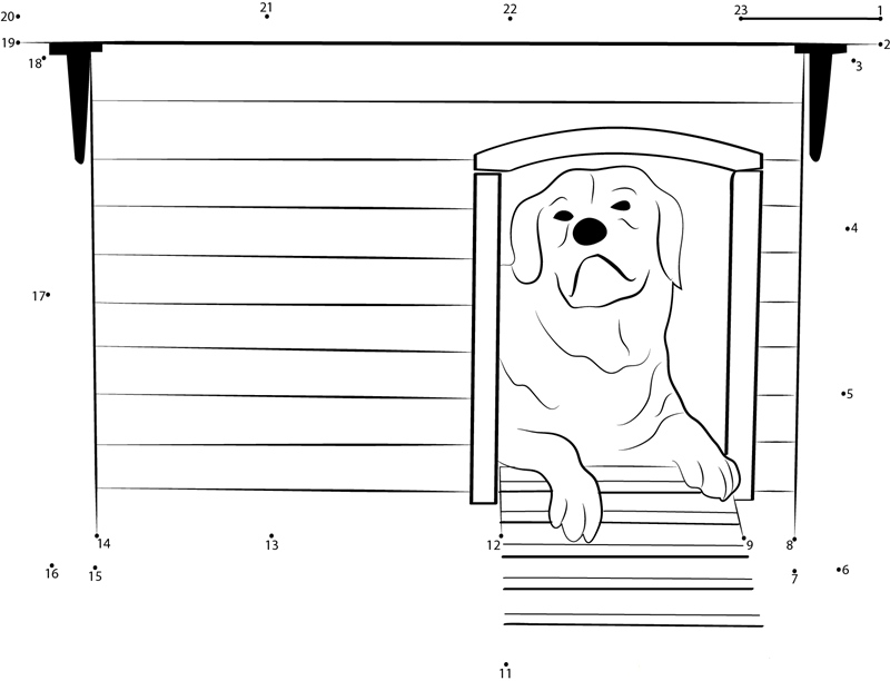 Natural Sci Dog House printable dot to dot worksheet