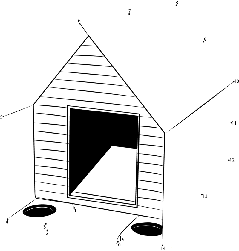 Rustic Dog House printable dot to dot worksheet