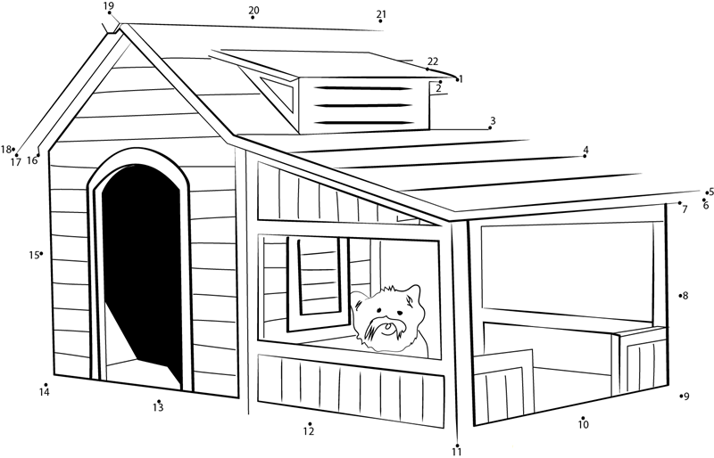 Savannah Dog House printable dot to dot worksheet