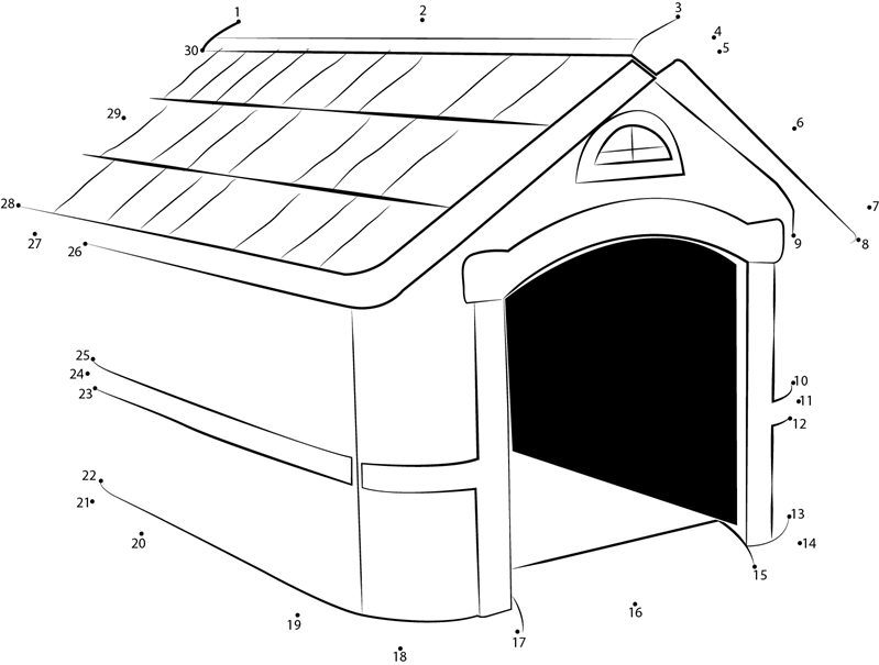 Spike Dog House printable dot to dot worksheet