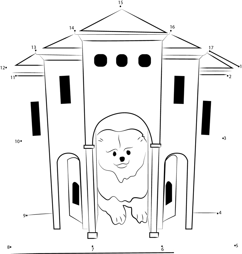 Stylish Indoor Dog House printable dot to dot worksheet