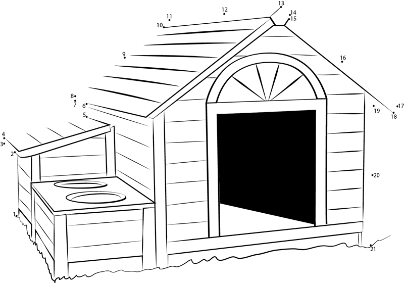 Wooden Dog House printable dot to dot worksheet