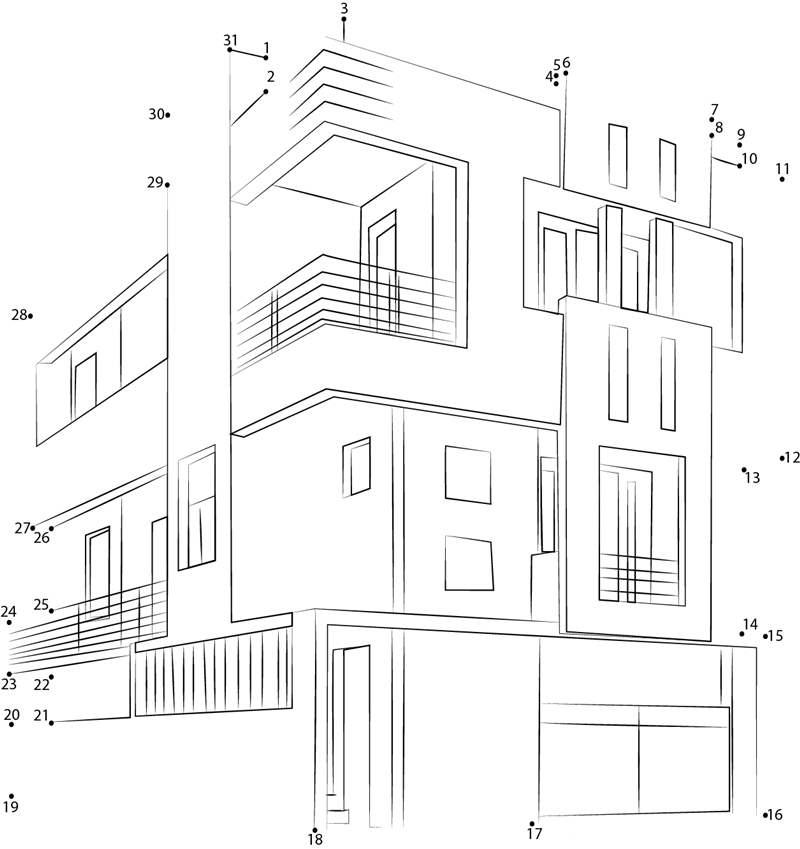 3Bhk Duplex House printable dot to dot worksheet