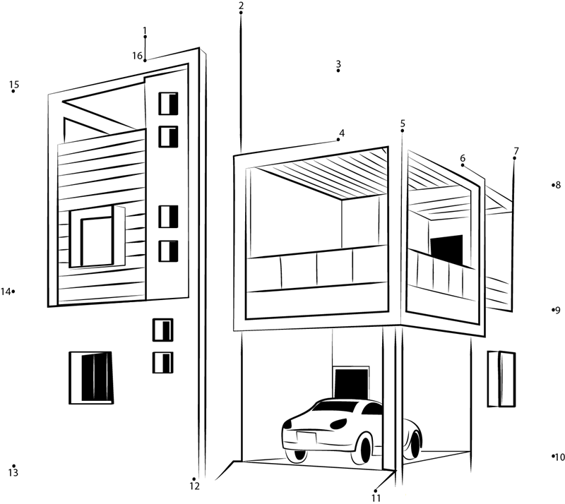 A Well Planned Modern Duplex House printable dot to dot worksheet