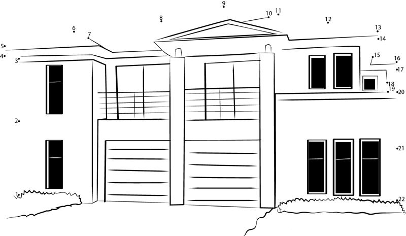 Brick Duplex House printable dot to dot worksheet