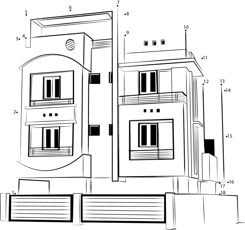 Duplex Villa printable dot to dot worksheet