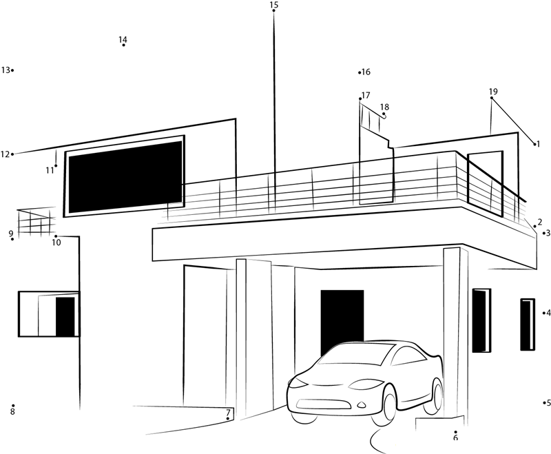 East Facing Duplex House printable dot to dot worksheet