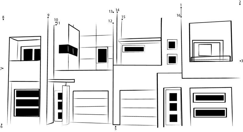 Forest Glen Duplex House printable dot to dot worksheet