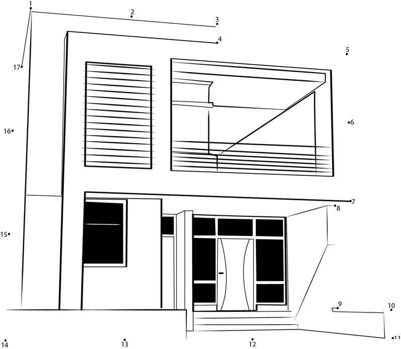 Glass Type Duplex House printable dot to dot worksheet