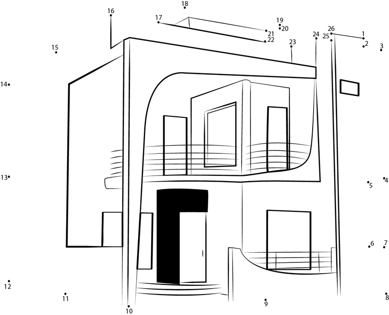 Lara Duplex Model House printable dot to dot worksheet