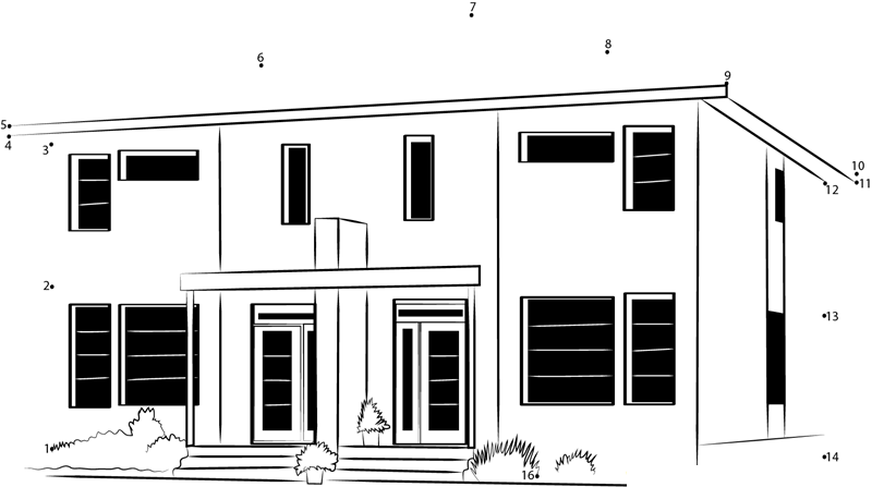 Modern Duplex House printable dot to dot worksheet