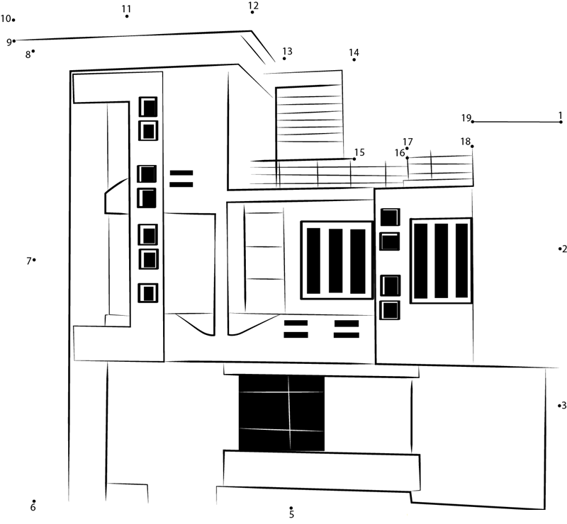 Nice Duplex House printable dot to dot worksheet