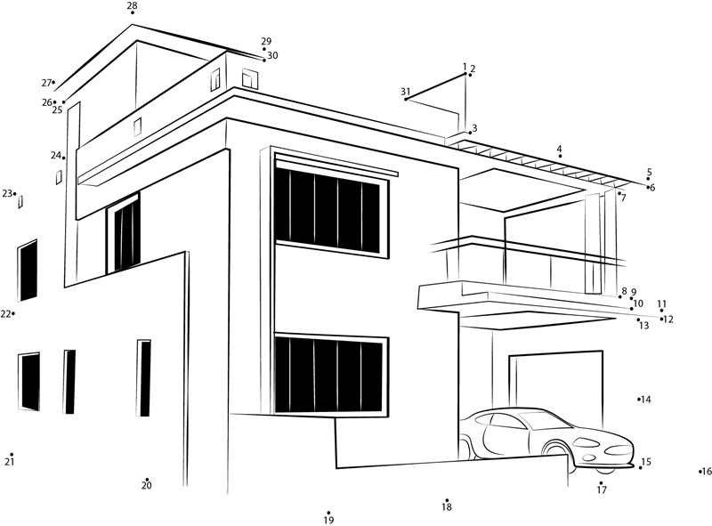 Sai Niwas Luxury Bungalow printable dot to dot worksheet