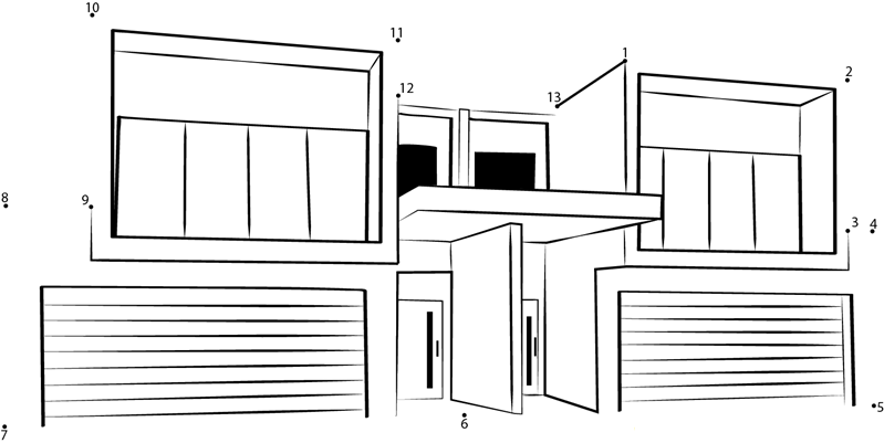 Simplex Duplex House printable dot to dot worksheet