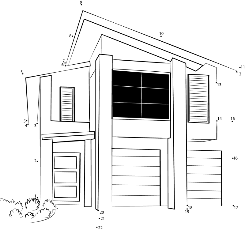 South Facing Duplex House printable dot to dot worksheet