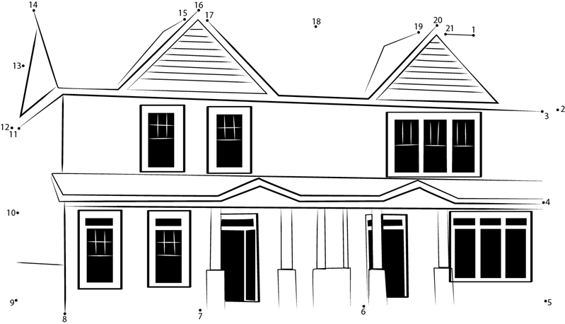 Swedish Duplex House dot to dot worksheets